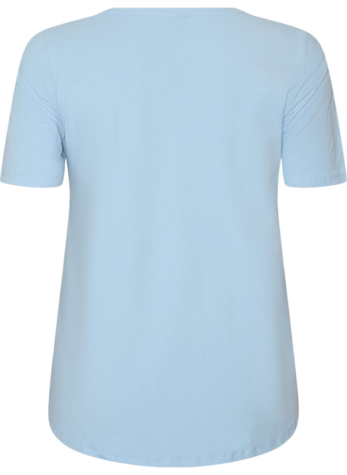 Einfarbiges basic T-Shirt aus Baumwolle, Blau, Packshot image number 1