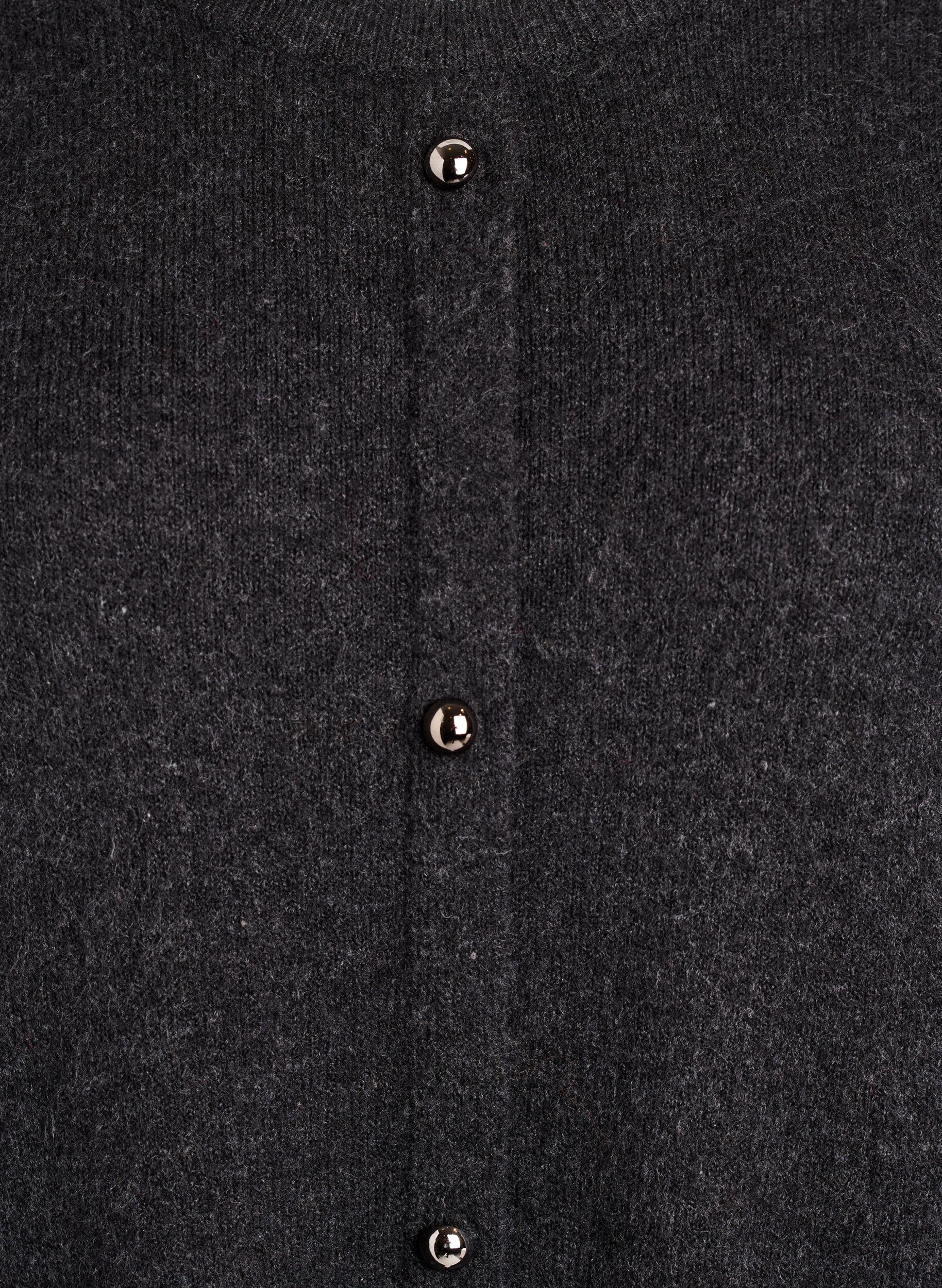 Zizzi Kurzes Strickkleid mit kurzen &Auml;rmeln und Kugelkn&ouml;pfen, Grau, Packshot image number 2