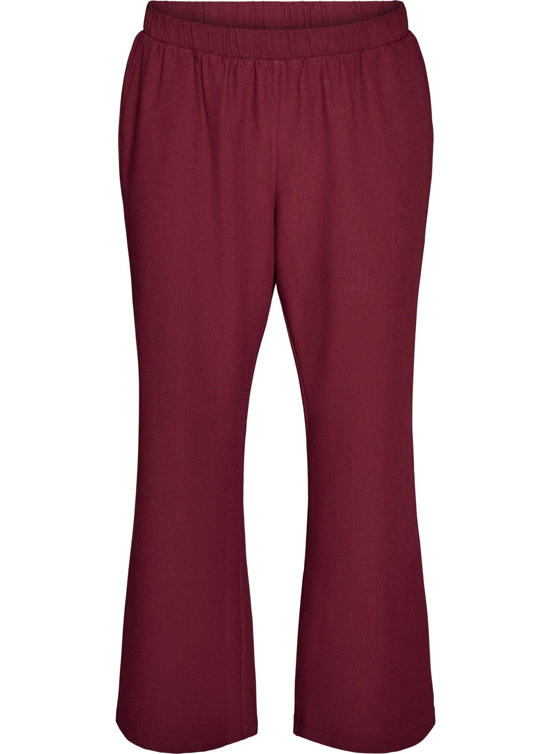 ZizziPantalon &eacute;vas&eacute; avec taille &eacute;lastiqu&eacute;e, Bordeaux, Packshot image number 0