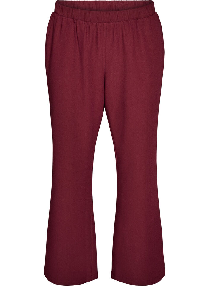 Pantalon &eacute;vas&eacute; avec taille &eacute;lastiqu&eacute;e, Bordeaux, Packshot image number 0