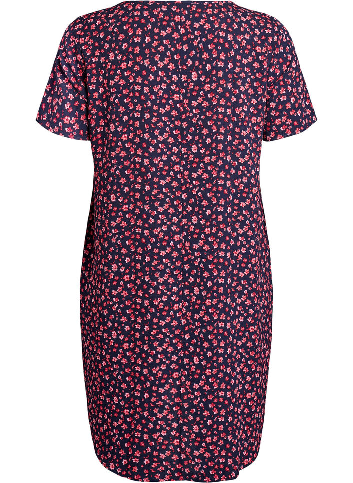 Kleid mit Aufdruck und kurzen &Auml;rmeln, Blau, Packshot image number 1
