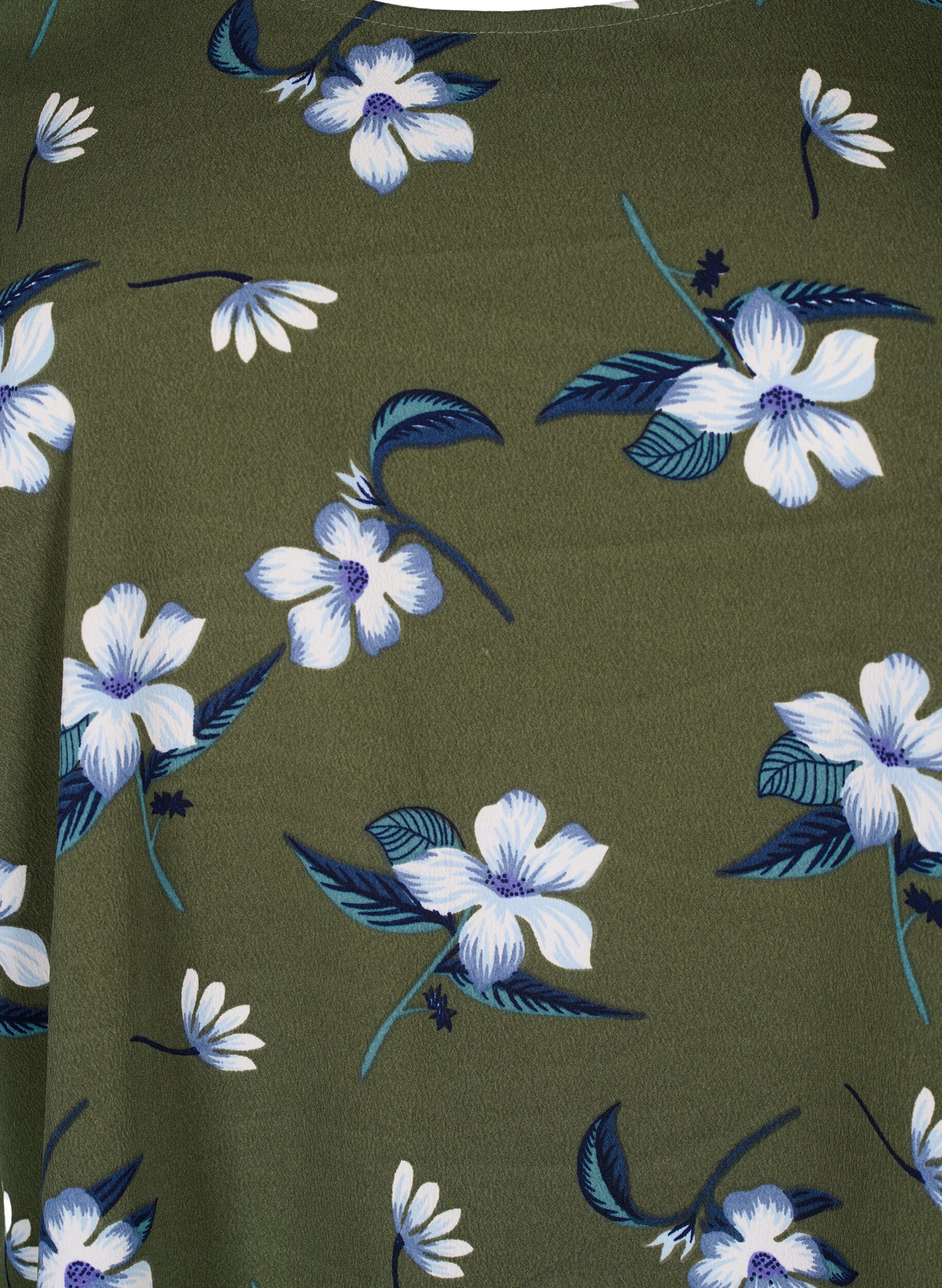 Zizzi FLASH &ndash; Kurz&auml;rmelige Bluse mit Print, Olive Night Flower, Packshot image number 2