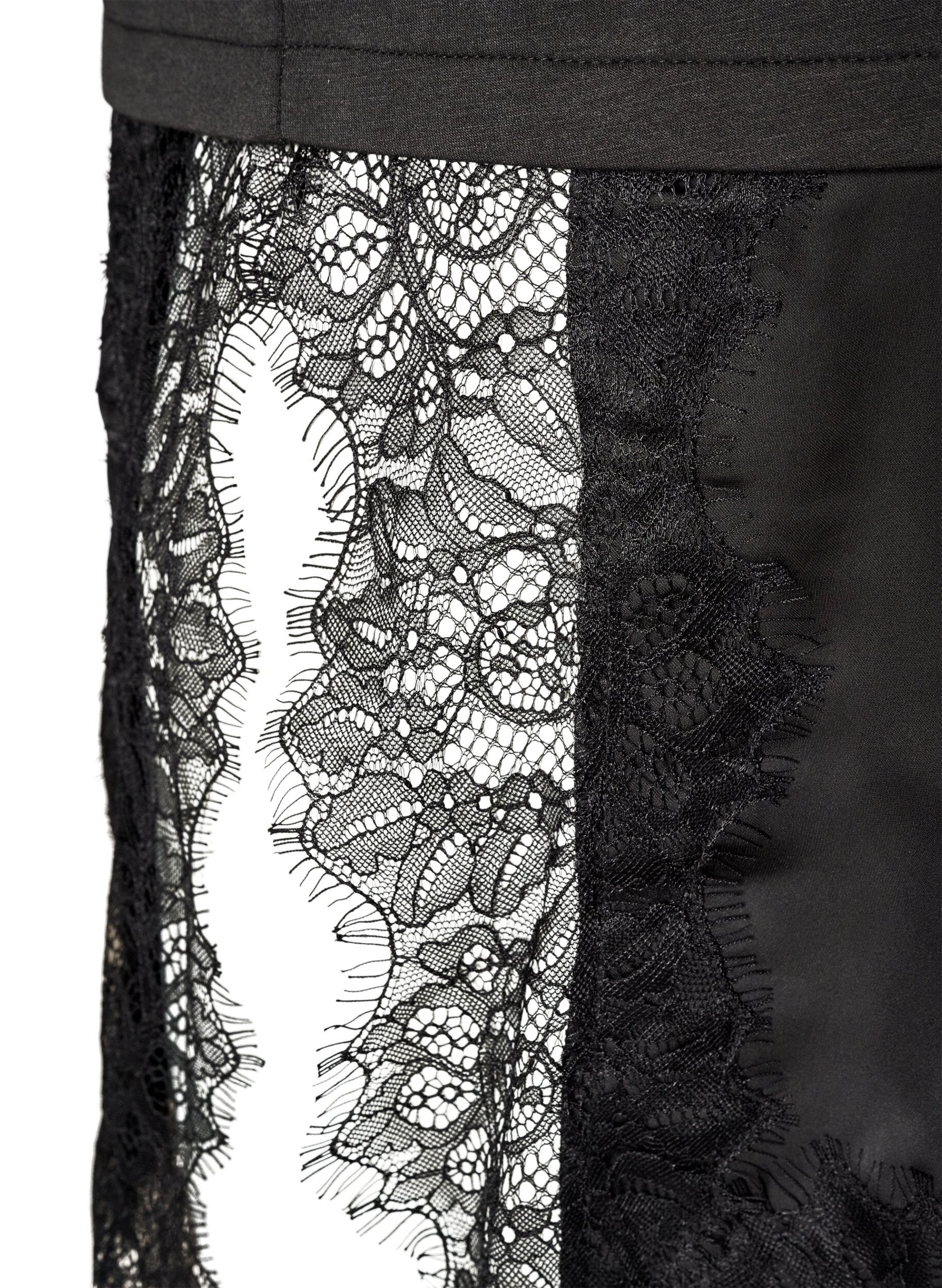 ZizziJerseybluse im Lagenlook mit Spitze, Schwarz, Packshot image number 3