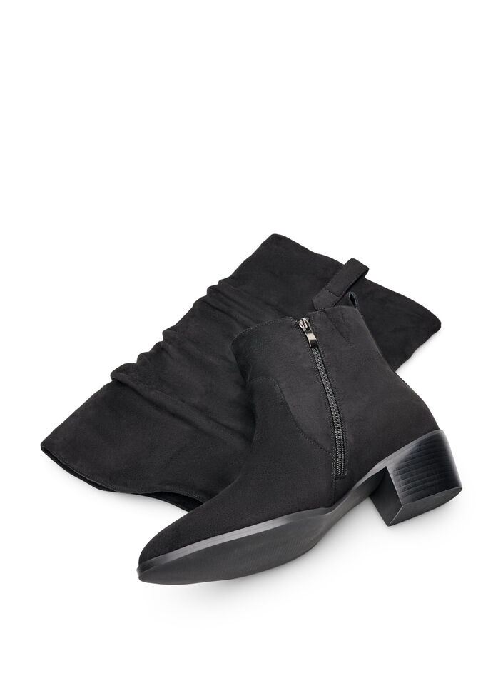 Botte haute en su&eacute;dine avec tige amovible, Noir, Packshot