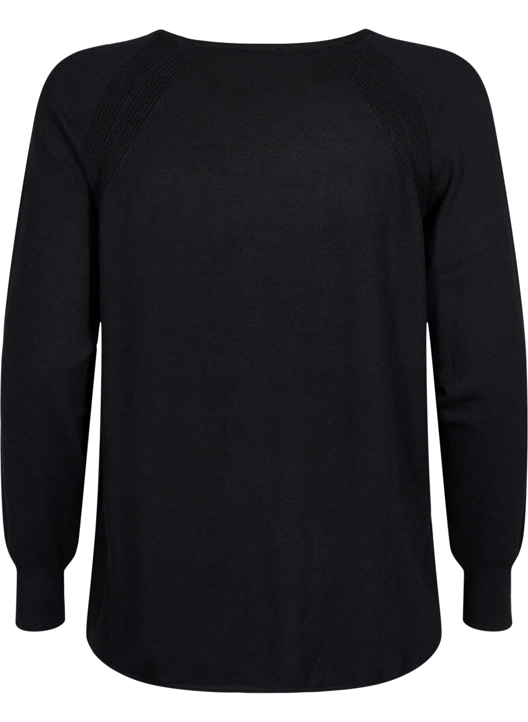 Zizzi Chemisier en tricot &agrave; manches raglan, Black, Packshot image number 1