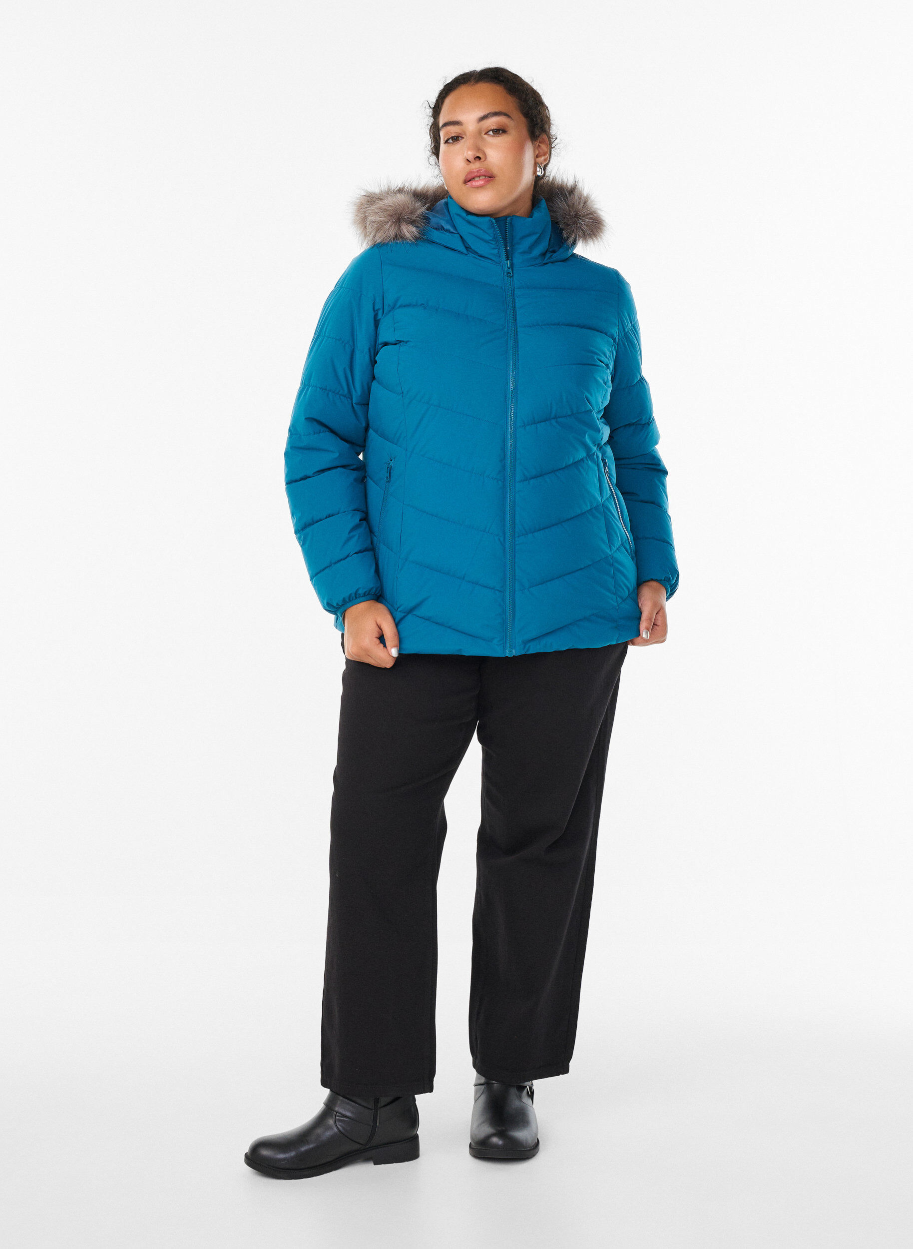 ZizziVeste courte &agrave; capuche, Bleu p&eacute;trole, Model image number 1