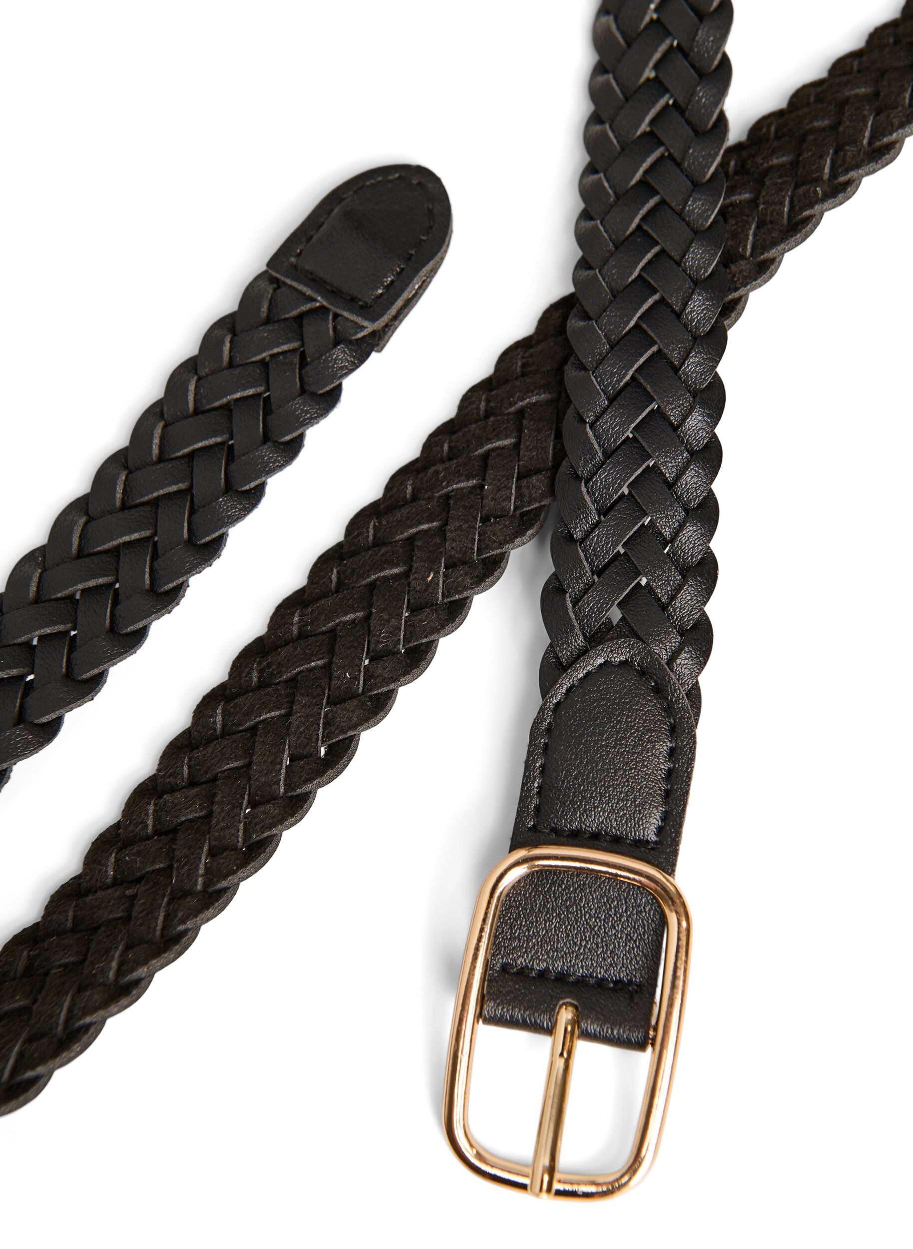 ZizziGeflochtener G&uuml;rtel aus Kunstleder, Schwarz, Packshot image number 2