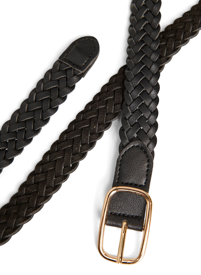 Geflochtener G&uuml;rtel aus Kunstleder, Schwarz, Packshot image number 2