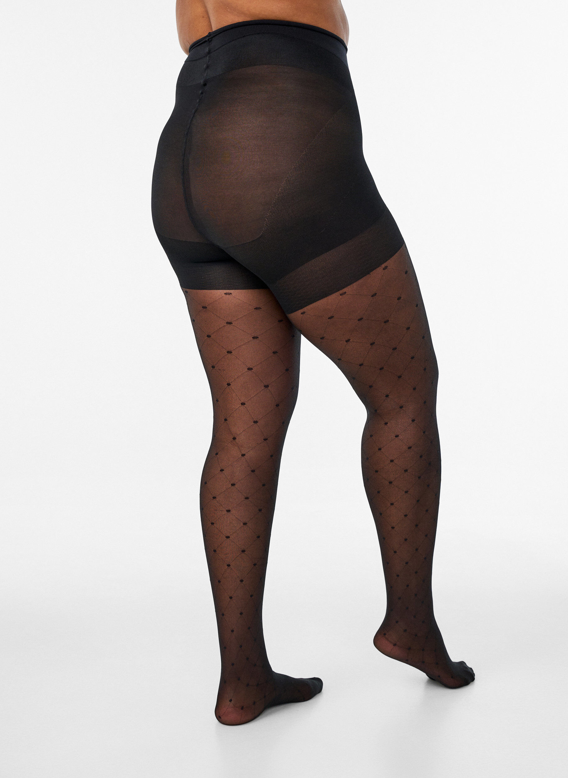 ZizziPush-up-Strumpfhose mit Polka-Dot-Muster, 25 den, Schwarz, Model image number 1