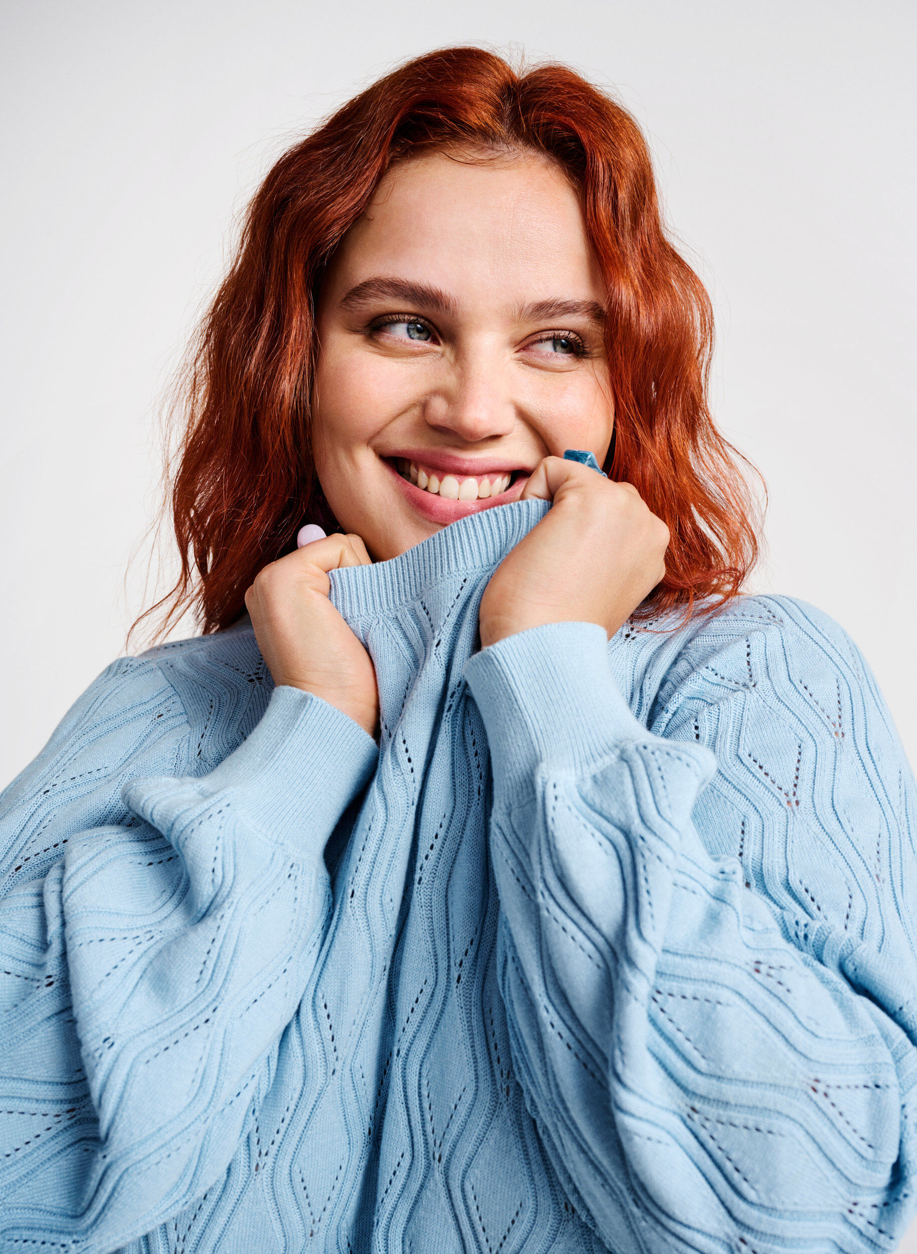 Zizzi Pull ajour&eacute; avec col bateau	, Blue Bell, Image image number 0