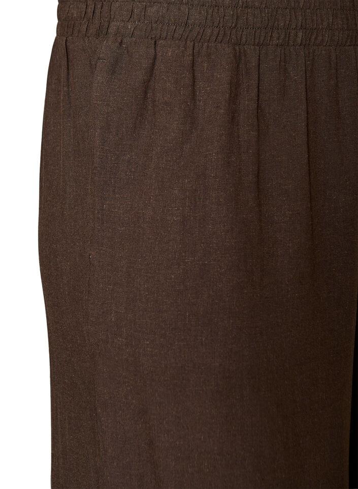 Pantalon large en lin et viscose, Marron, Packshot