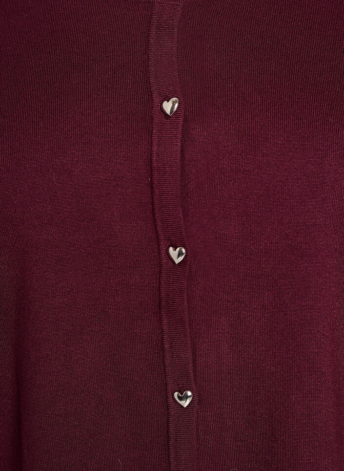 Cardigan en maille avec boutons c&oelig;ur et manches courtes, Bordeaux, Packshot image number 2