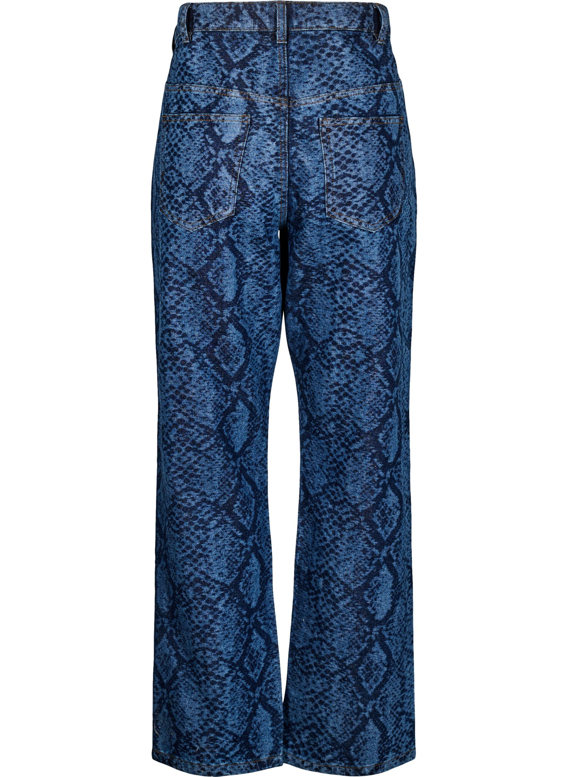 Zizzi Emily Jeans mit Schlangenprint, Blau, Packshot image number 1