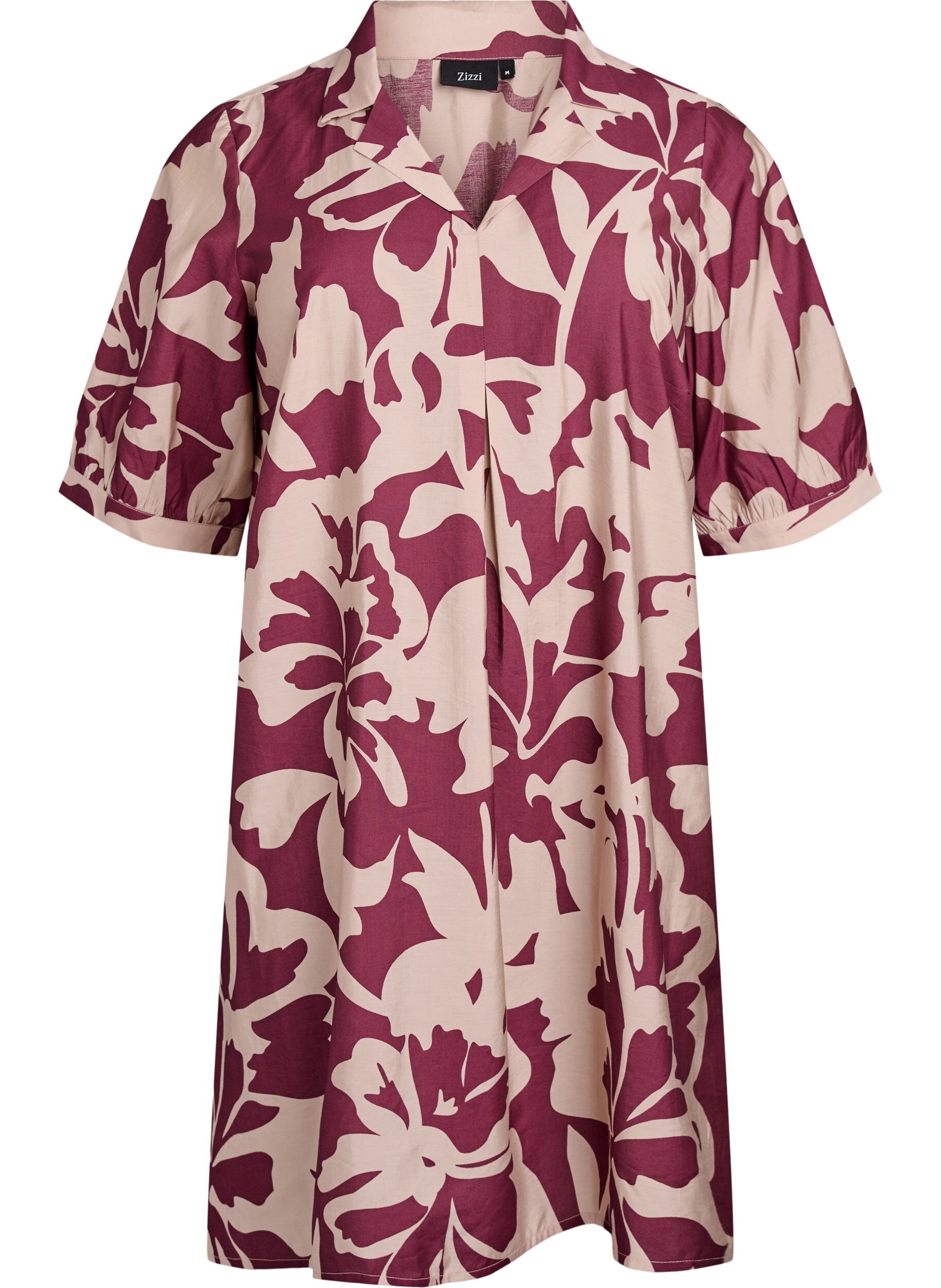 Kleid in Kniel&auml;nge mit Print und V-Ausschnitt