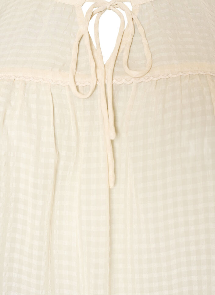 Bluse aus Seersucker mit Bindeband, Beige, Packshot image number 2