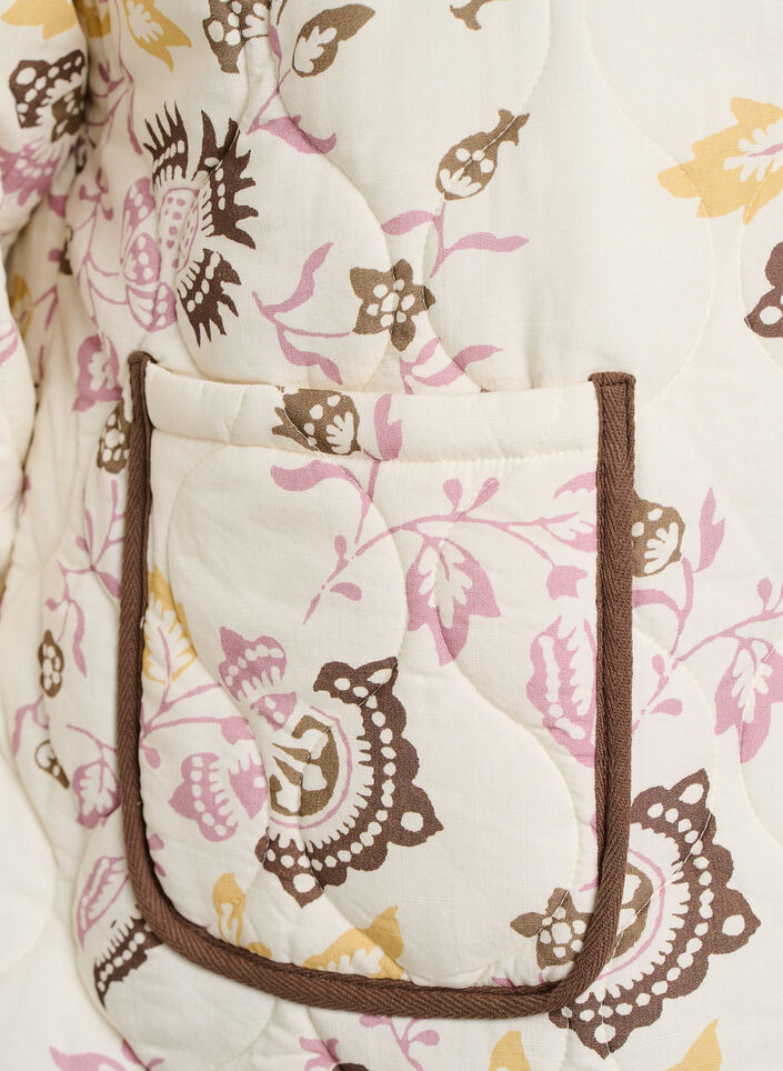 Veste matelass&eacute;e avec boutons et imprim&eacute; floral, Beige, Packshot image number 3