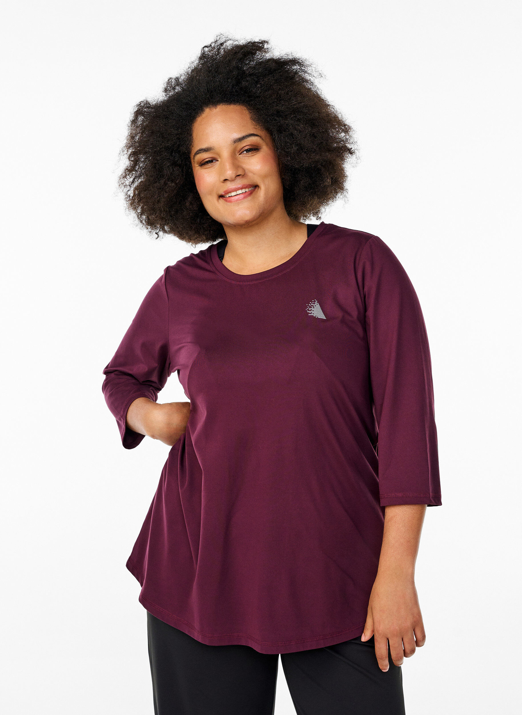 Zizzi Haut de sport &agrave; manches 3/4, Bordeaux, Model image number 0