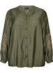 Bluse aus Viskose mit bestickten &Auml;rmeln, Gr&uuml;n, Packshot image number 0