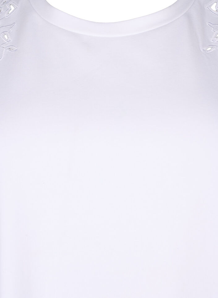 T-shirt en coton bio avec détails brodés, Bright White, Packshot image number 2