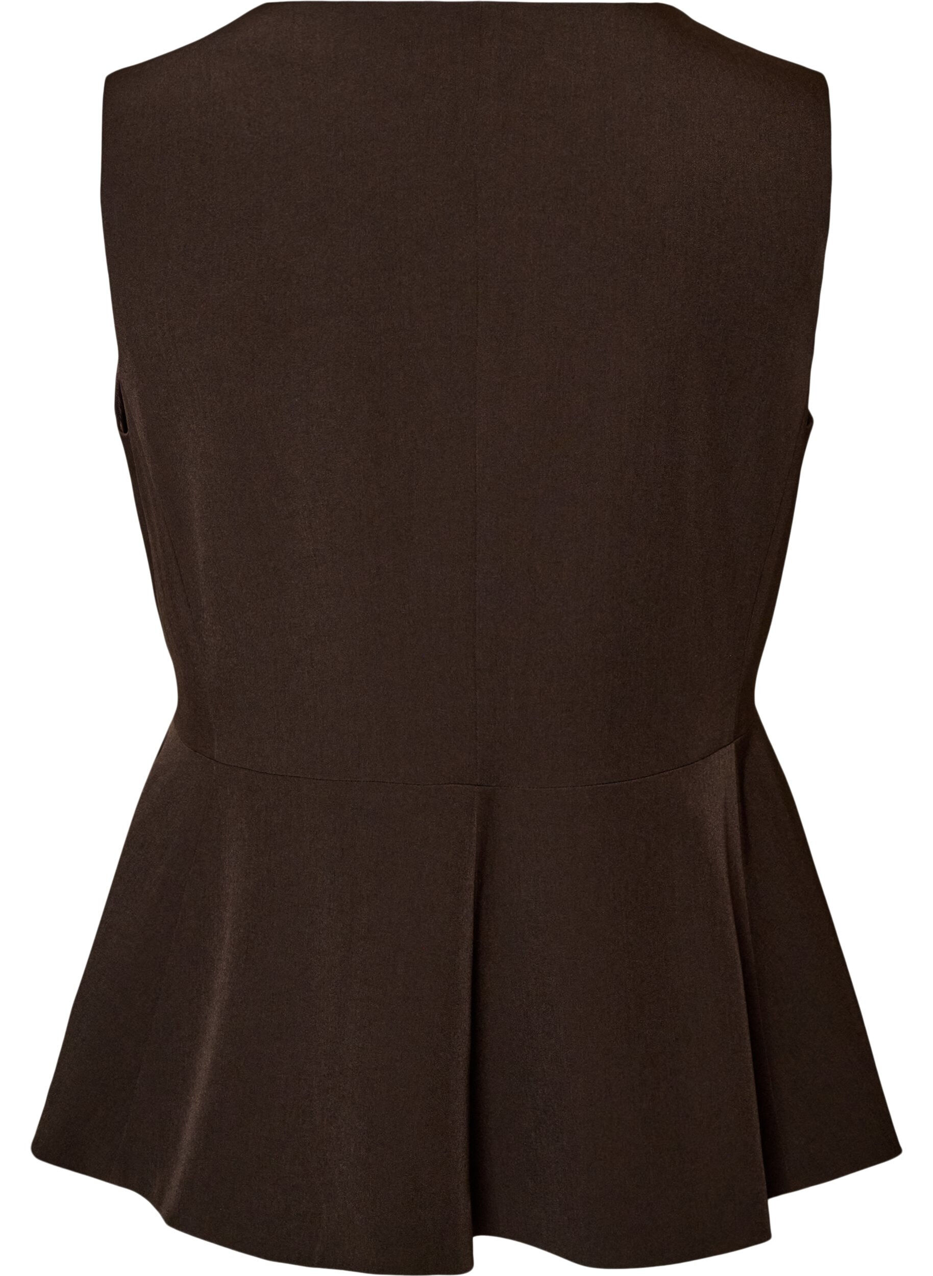 ZizziGilet &agrave; fines rayures avec basque, Marron, Packshot image number 1