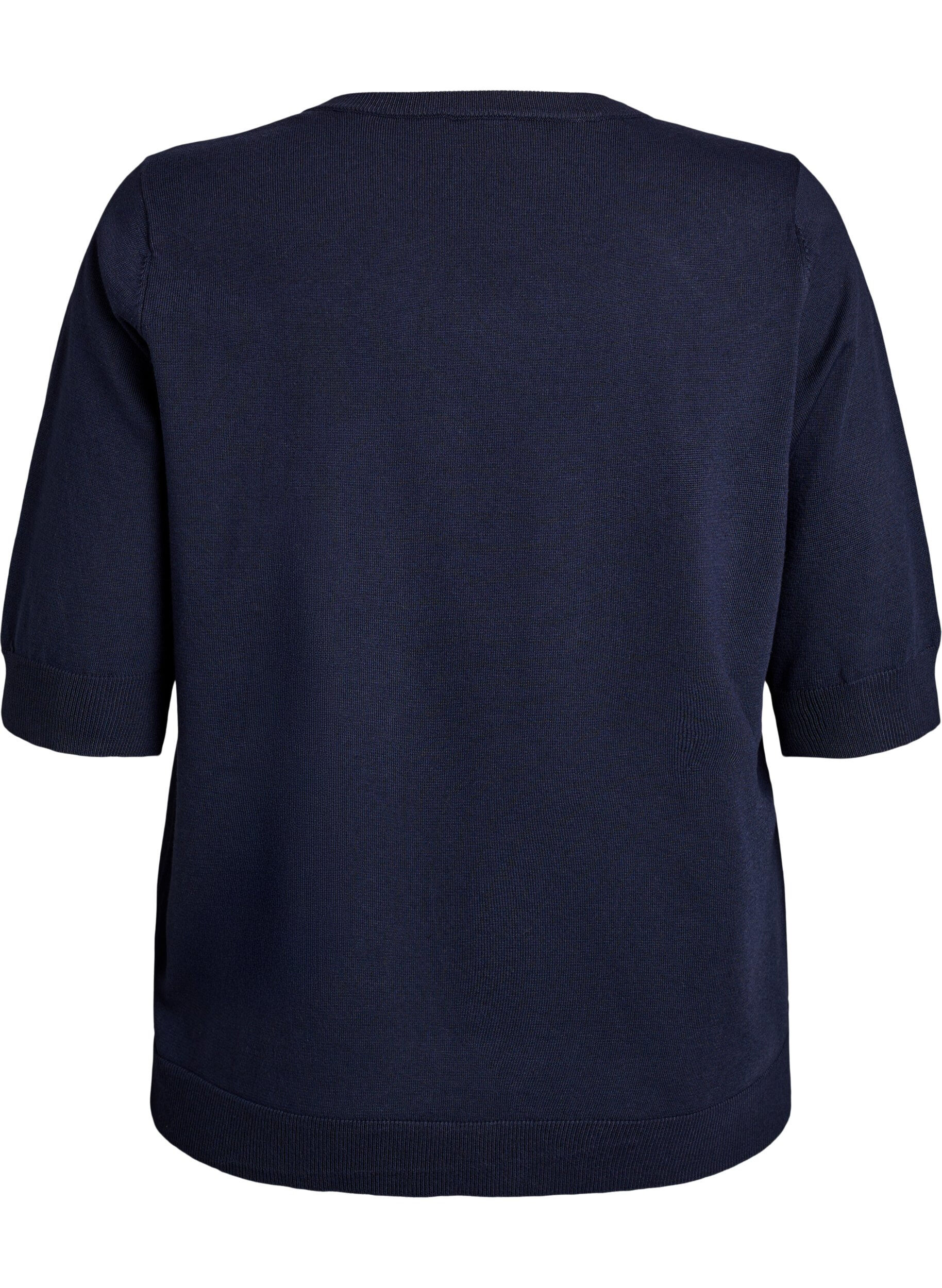 Zizzi FLASH - Blouse en fine maille &agrave; manches courtes, Bleu, Packshot image number 1