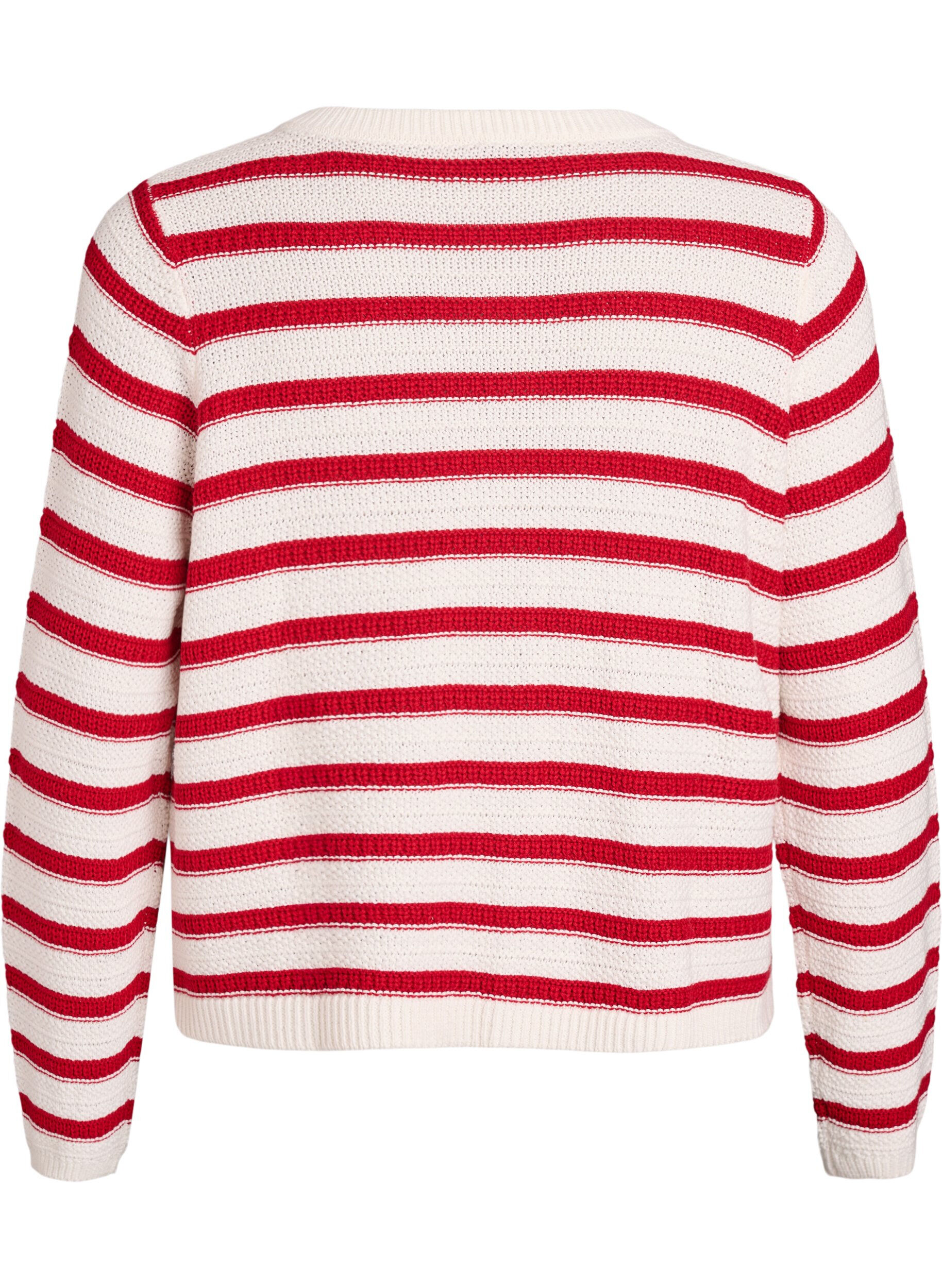 Zizzi Strickjacke mit Strukturstrick und dekorativen Kn&ouml;pfen, Rot, Packshot image number 1