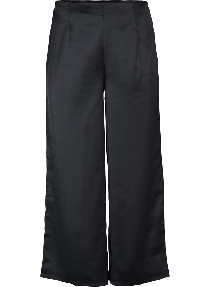 Pantalon en satin avec largeur, Black, Packshot image number 0