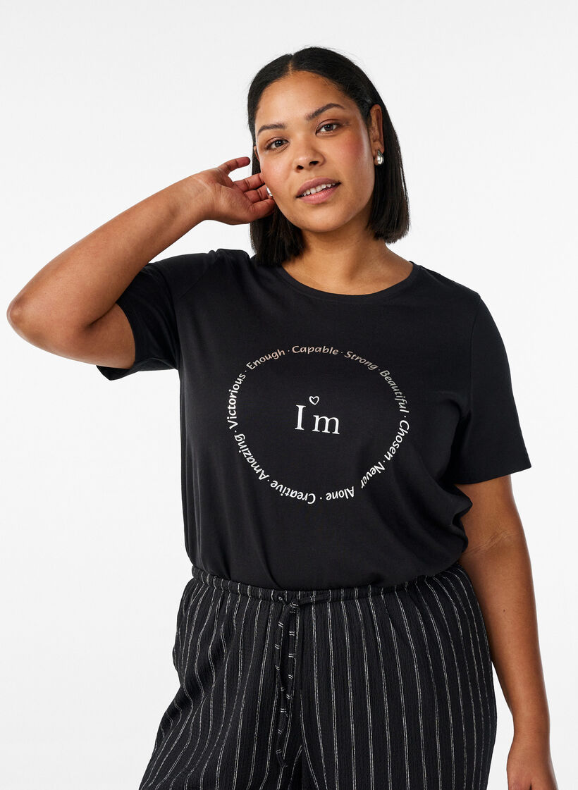 T-shirt imprim&eacute;, Noir, Model image number 0