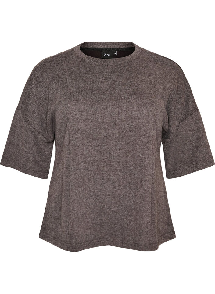 Bluse in A-Linie aus Jersey mit ellbogenlangen &Auml;rmeln, Grau, Packshot image number 0