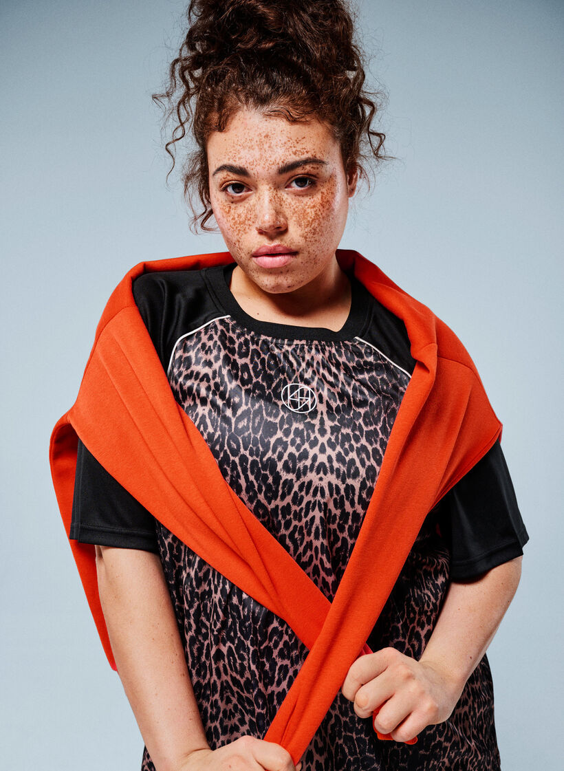 Trainingsshirt mit Leoprint und Raglan&auml;rmeln, Braun, Image image number 0