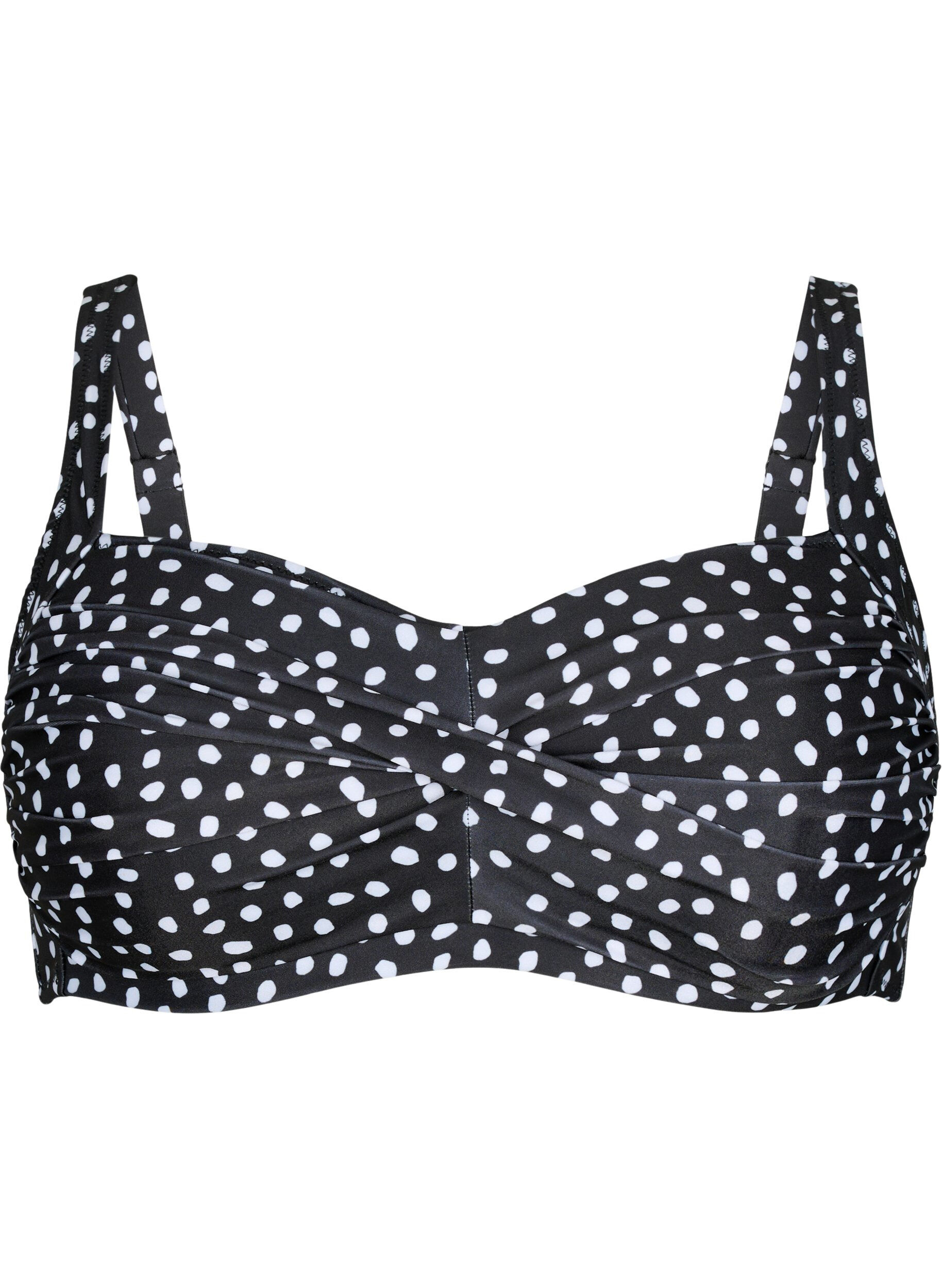 Zizzi Bedrucktes Bikini-Top, Black White Dot, Packshot image number 0