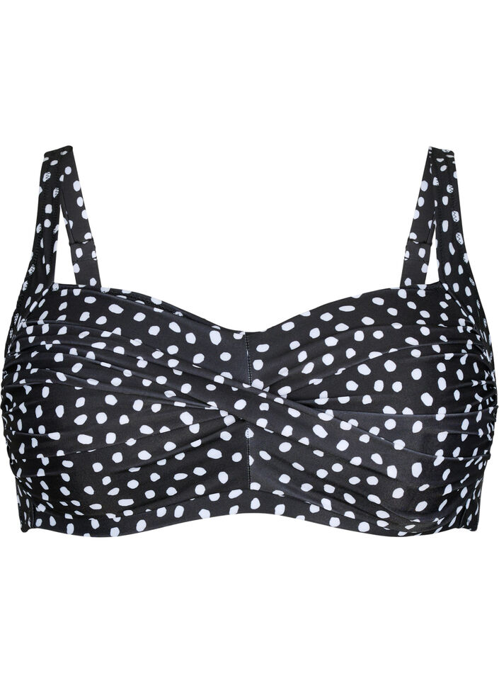 Bedrucktes Bikini-Top, Black White Dot, Packshot image number 0