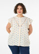 Blouse sans manches avec d&eacute;tails en crochet et volants, Beige, Model image number 0