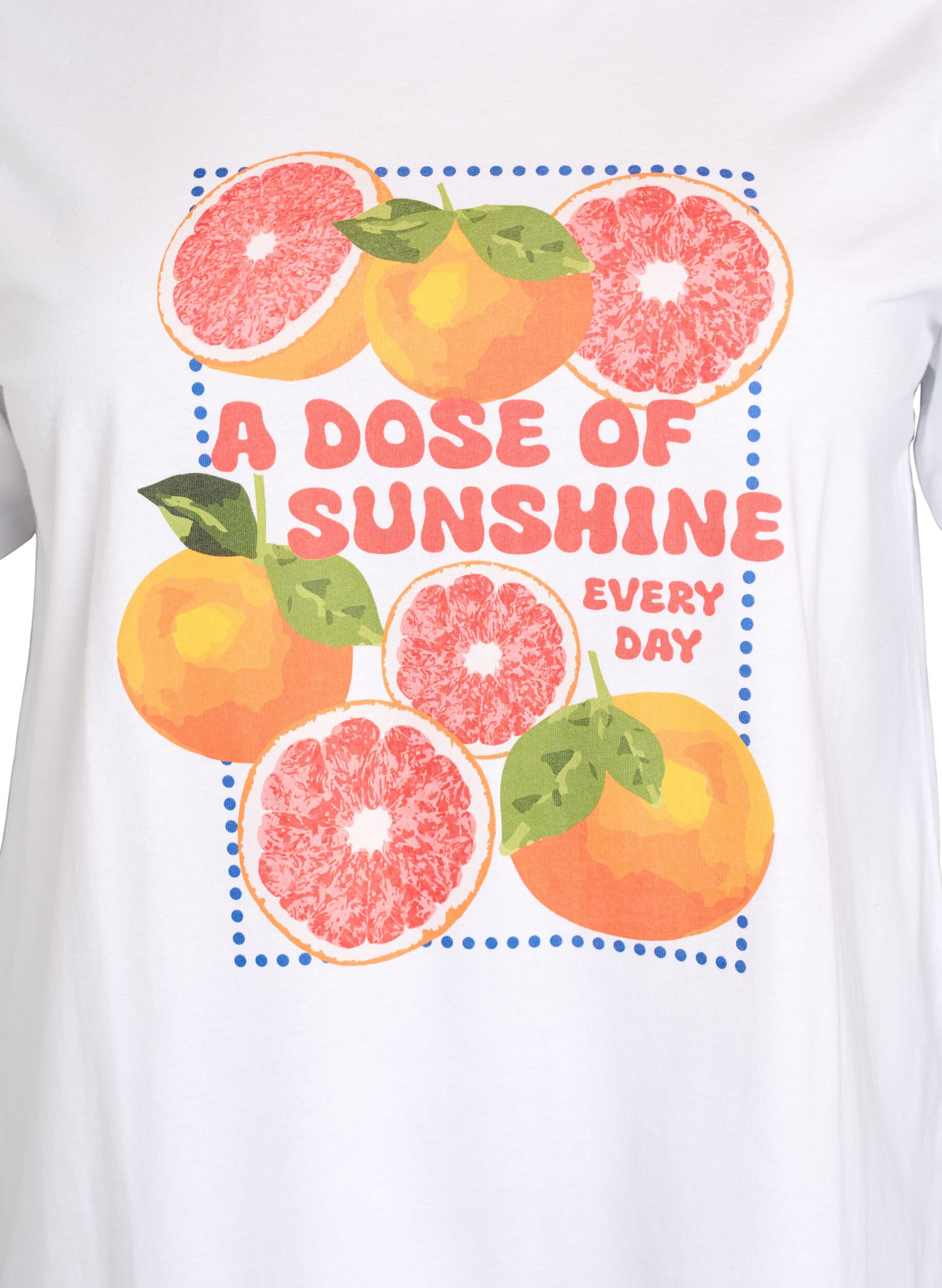 ZizziT-shirt en coton biologique avec motif d'agrumes, Blanc, Packshot image number 2