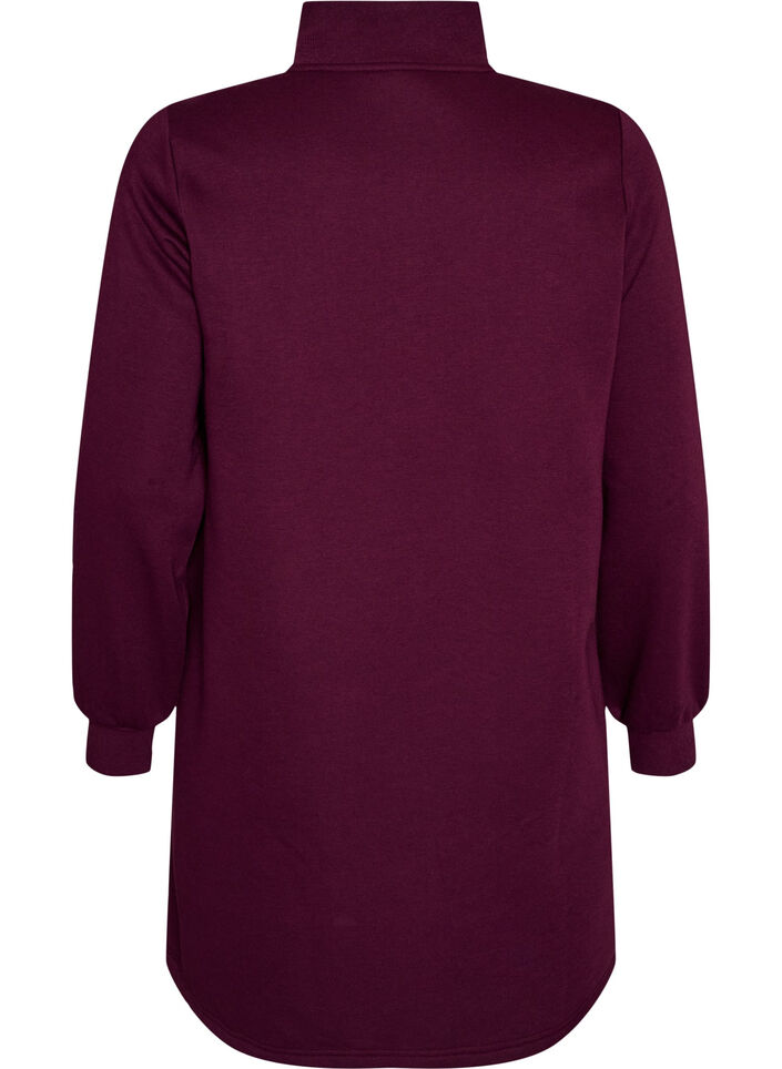 Robe sweat avec col montant c&ocirc;tel&eacute; et zip, Violet, Packshot image number 1
