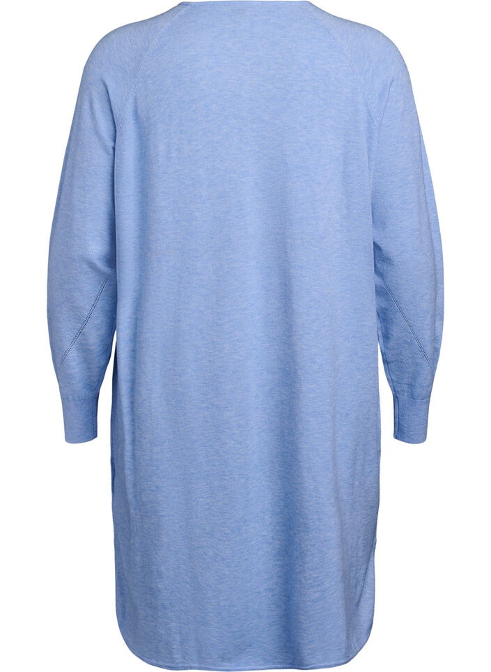 Robe en maille avec un col rond et un motif tricoté, Della R. Blue Mel., Packshot image number 1