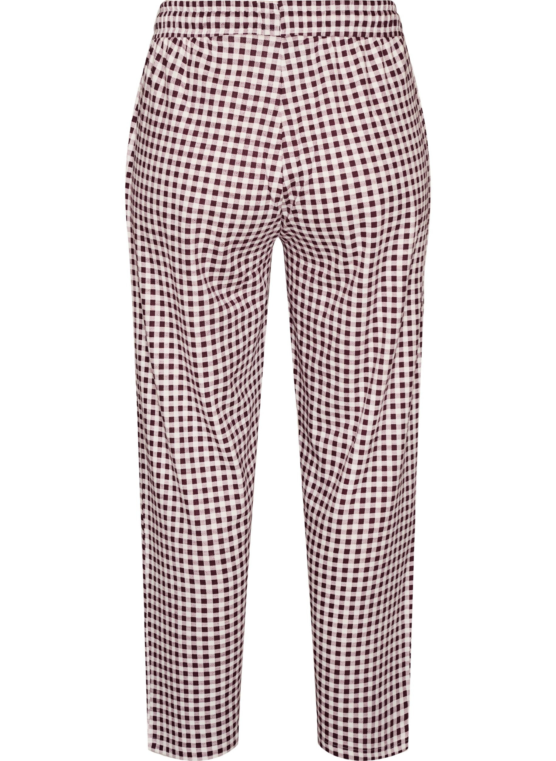 ZizziPantalon de pyjama taille haute en coton, Bordeaux, Packshot image number 1