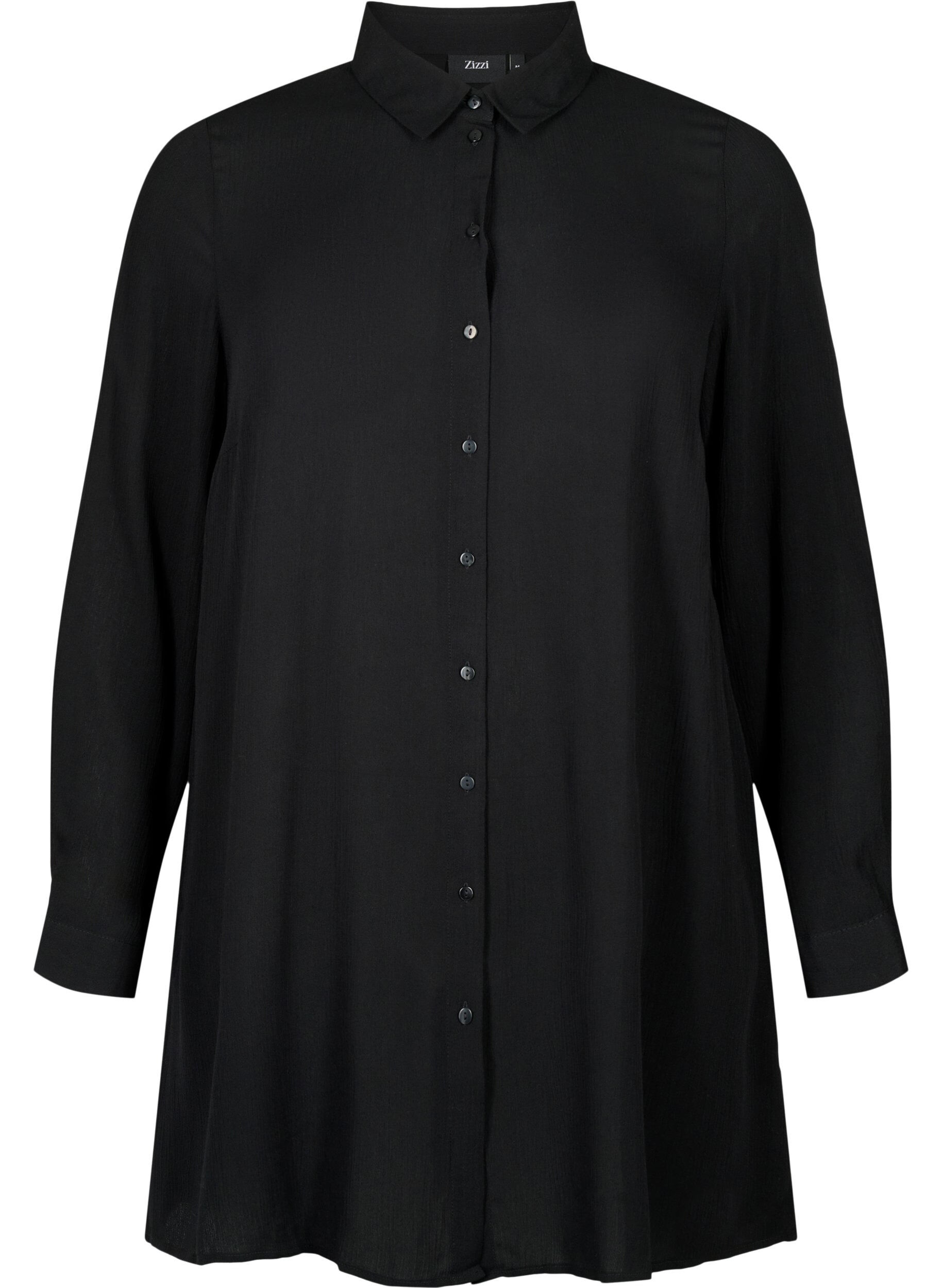 Zizzi Chemise &agrave; manches longues en viscose, Noir, Packshot image number 0