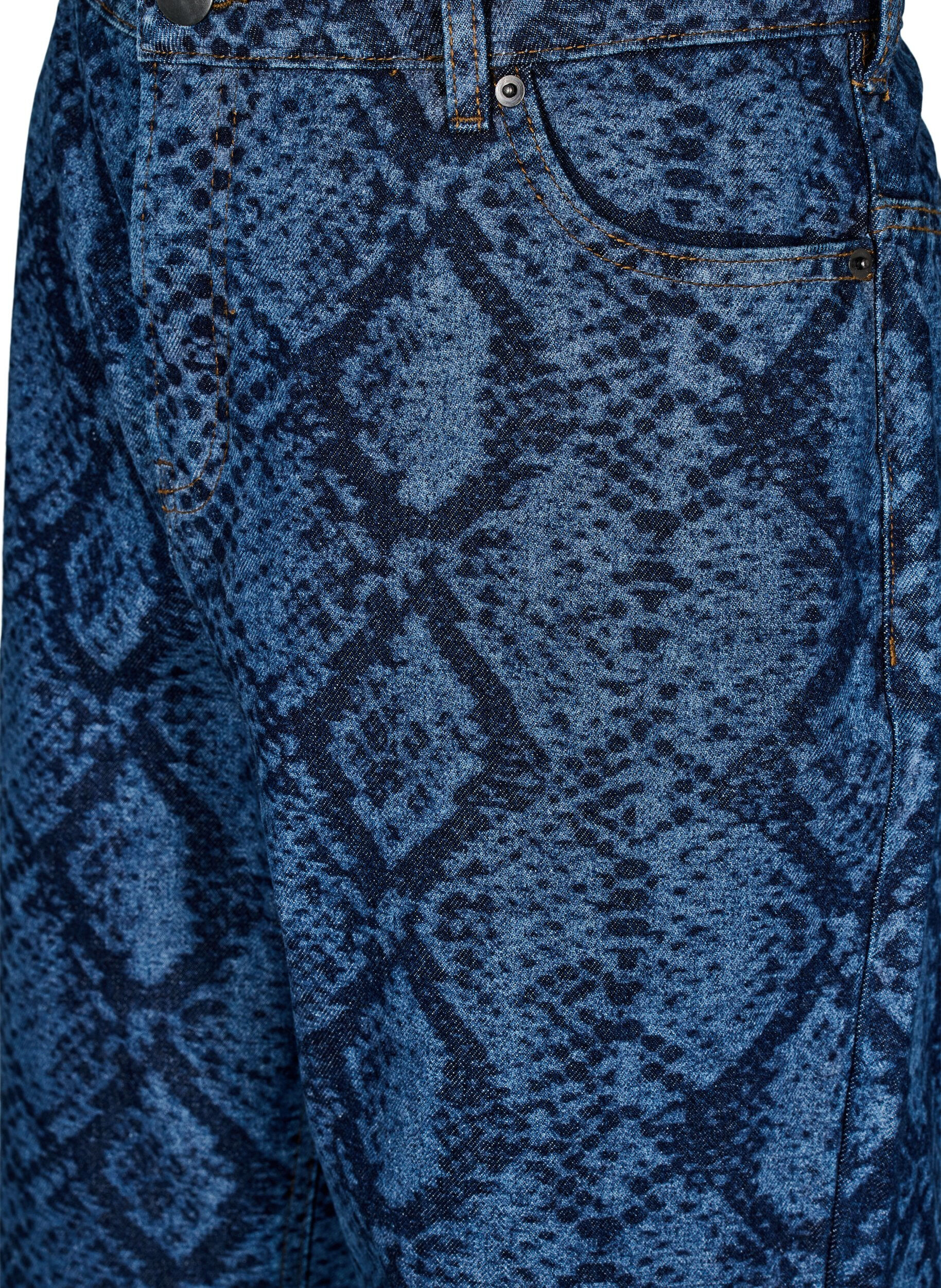 Zizzi Emily Jeans mit Schlangenprint, Blau, Packshot image number 2