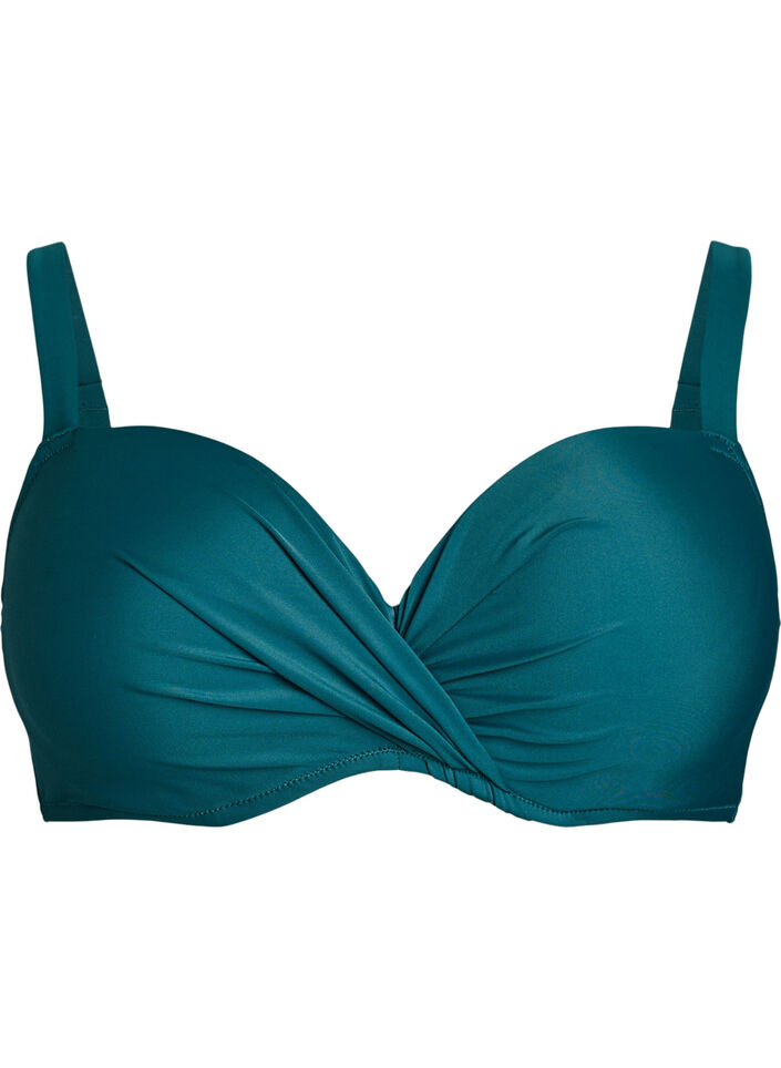 Bikinioberteil mit B&uuml;gel und Raffung, Gr&uuml;n, Packshot image number 0