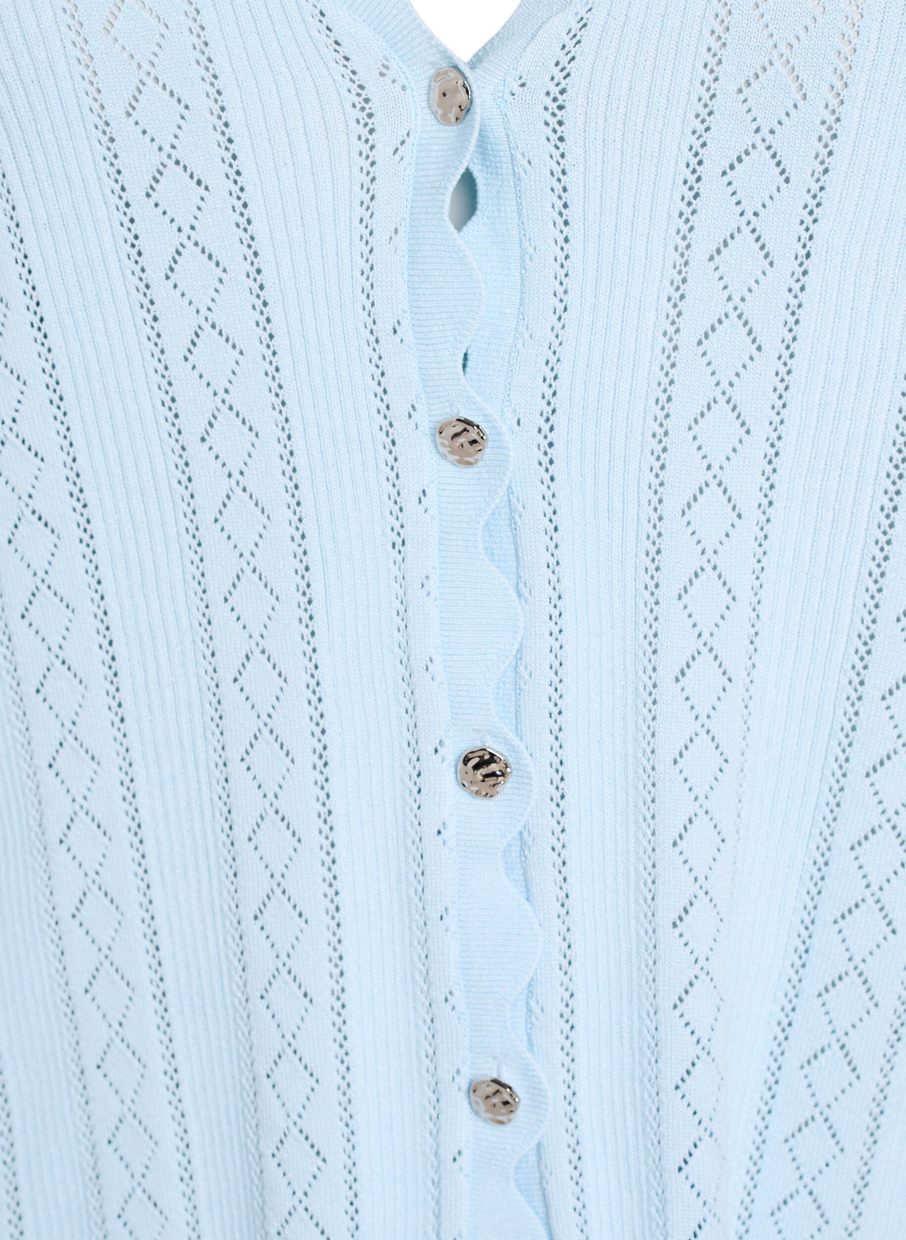 ZizziCardigan avec broderie ajour&eacute;e et bords ondul&eacute;s, Bleu Clair, Packshot image number 2