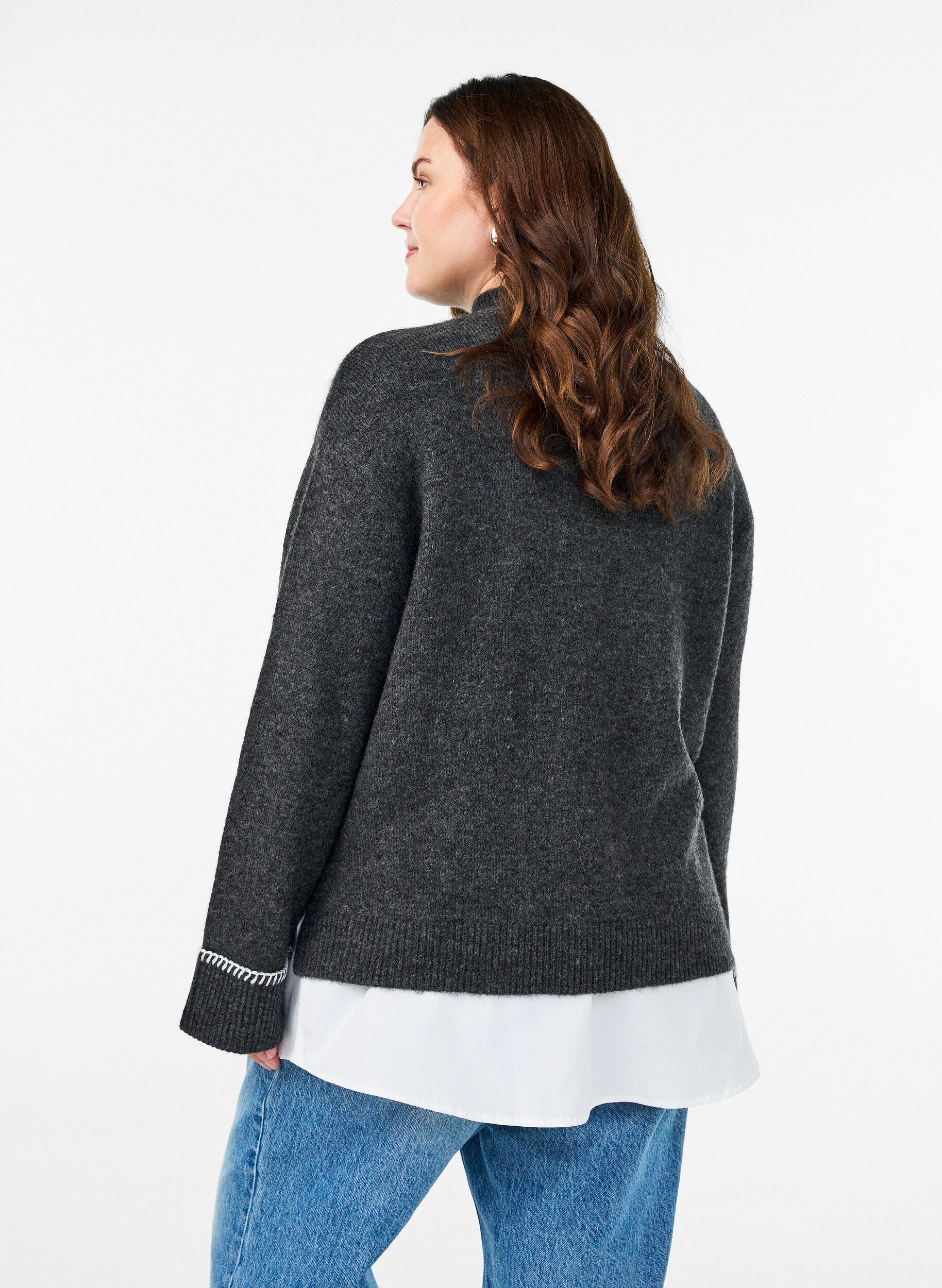 Zizzi Hemdverl&auml;ngerung aus 100% Baumwolle, Wei&szlig;, Model image number 2