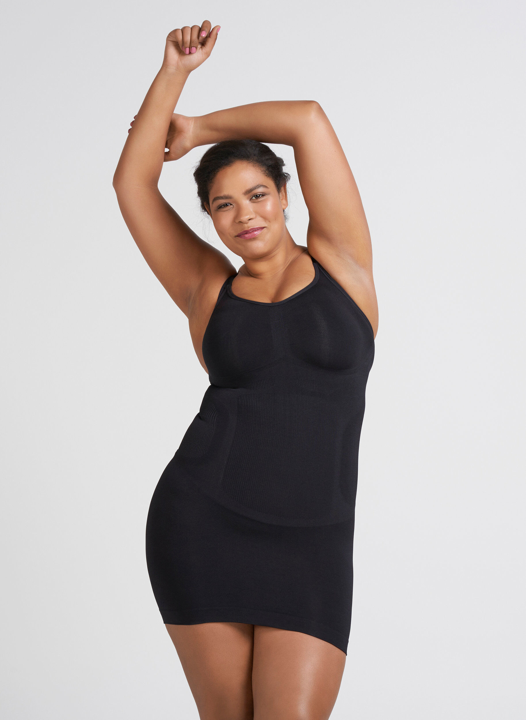 Zizzi Shapewear Kleid mit breiten Tr&auml;gern, Schwarz, Model image number 2