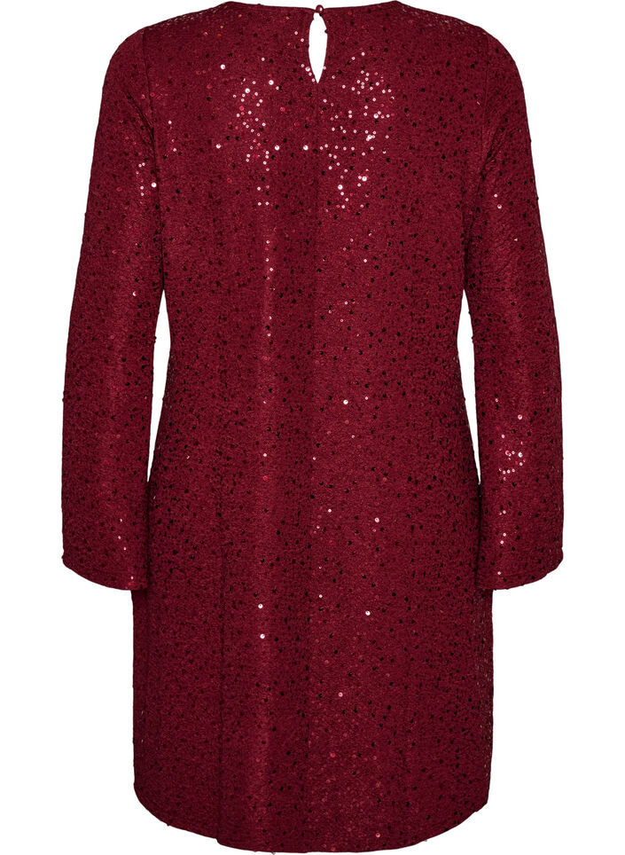 Robe courte en sequins &agrave; la coupe trap&egrave;ze, Bordeaux, Packshot image number 1