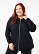 Cardigan en sweat avec une capuche et des poches, Noir, Model image number 0