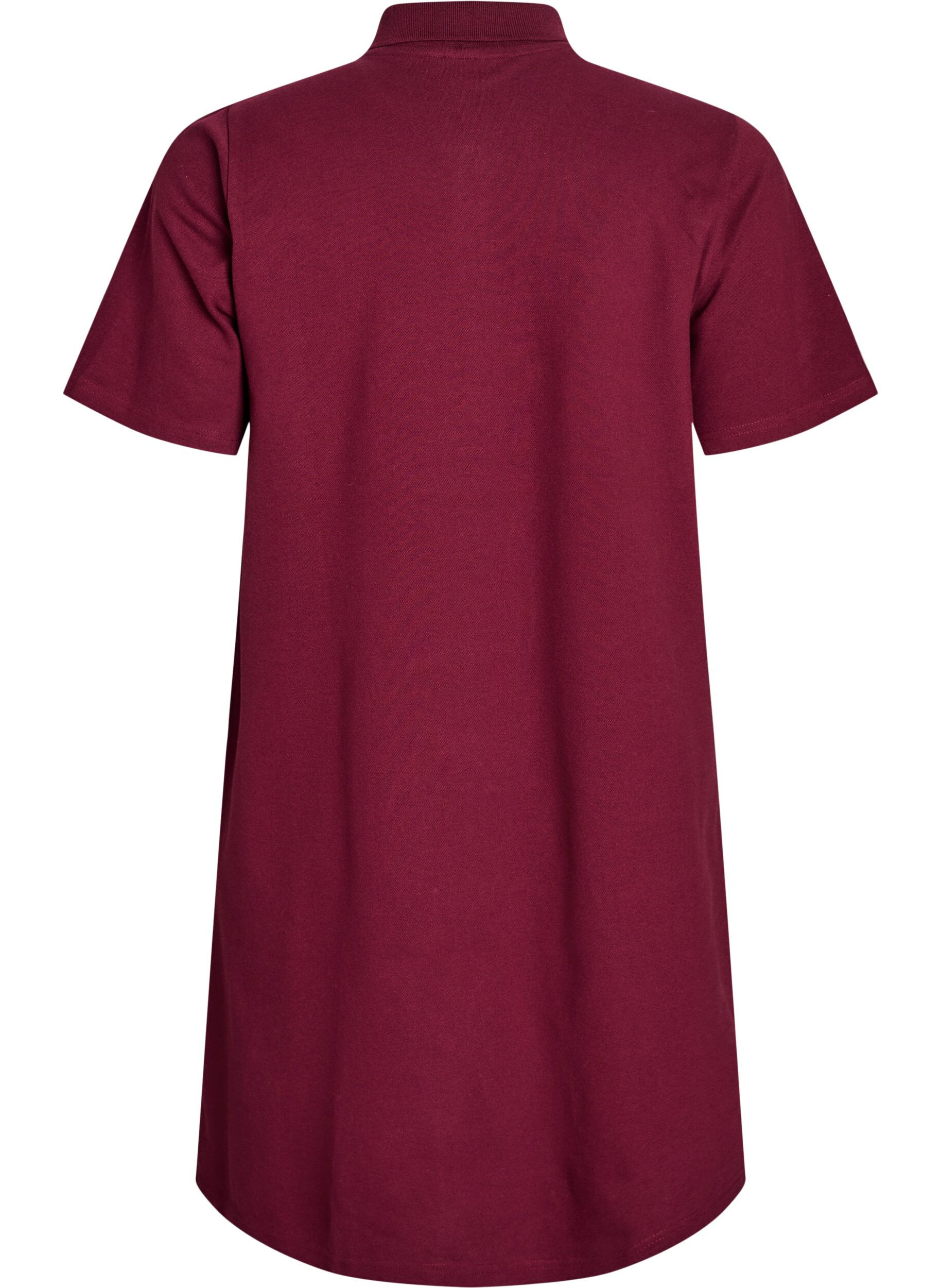 Zizzi Kurzes Polokleid im A-Linien-Schnitt, Dunkles Bordeaux, Packshot image number 1