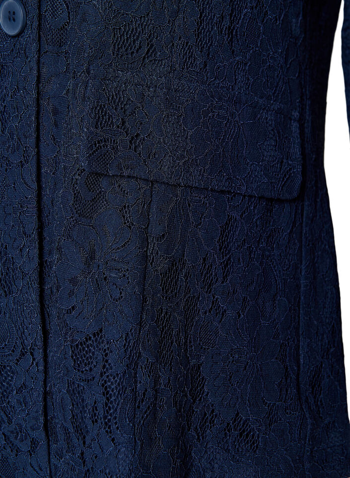 Spitzenblazer mit Knopfverschluss, Blau, Packshot image number 3