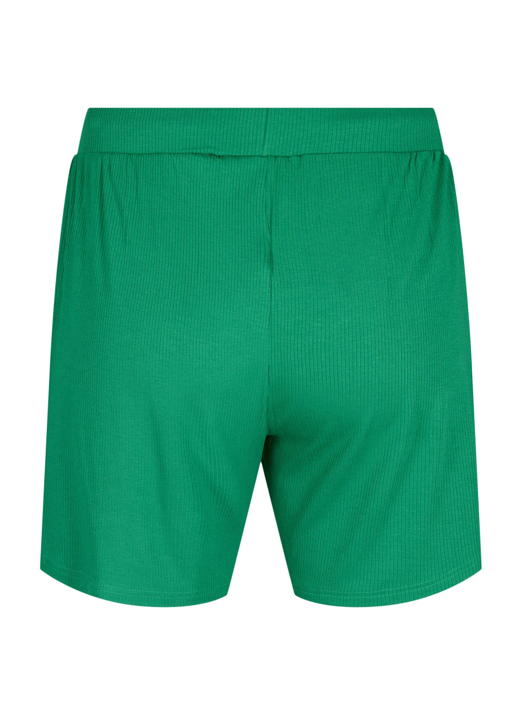 Zizzi Lockere Shorts aus Viskose mit Ripp, Jolly Green, Packshot image number 1