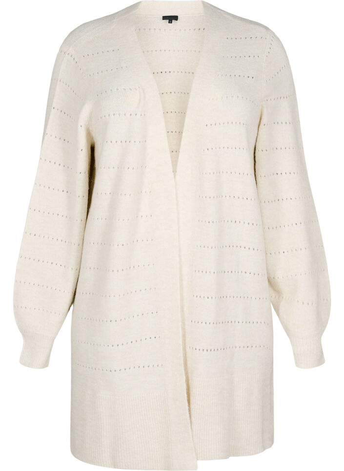 Cardigan long en tricot avec un motif en dentelle, Birch Mel., Packshot image number 0