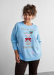 Blouse en maille avec motif de No&euml;l, Bleu Clair, Model image number 0
